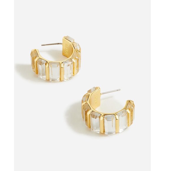 J. Crew Trapezoid Stone Hoop Earrings ASO Meghan Markle - Picture 1 of 9